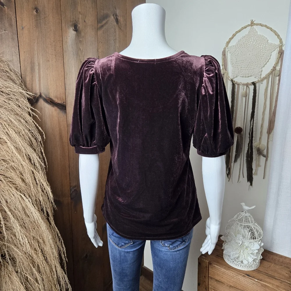 NWT Maurice's Velvet Short Puffy Sleeve Scoop Neck Top - Picture 5 of 14